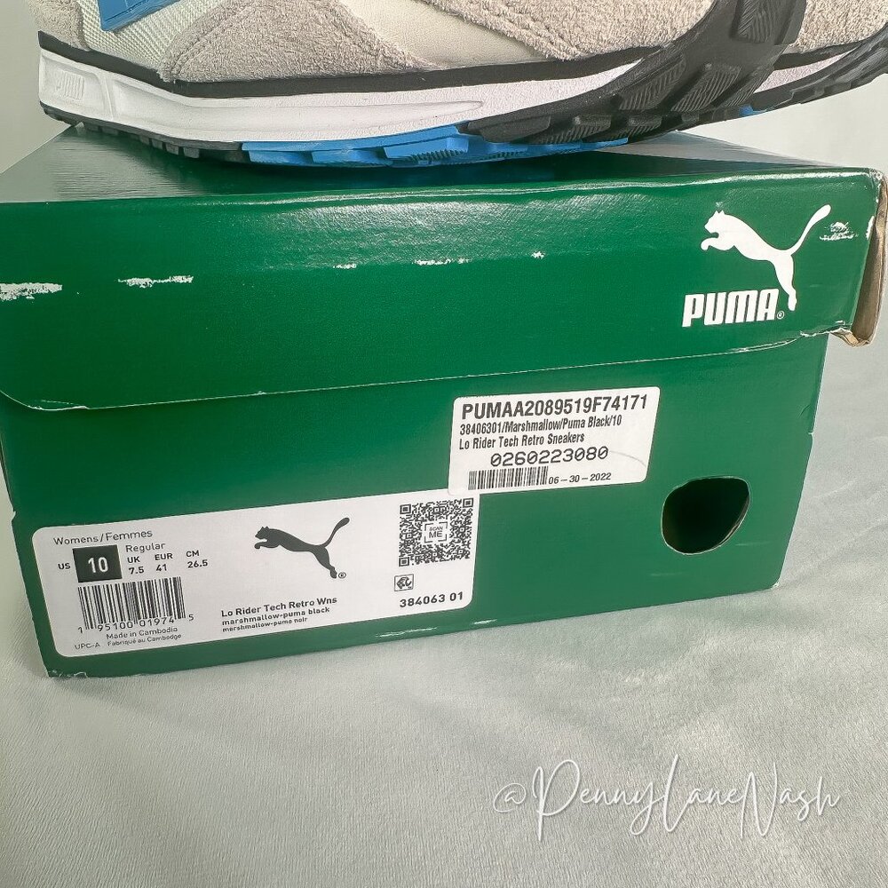 NIB Puma Lo Rider Tech Retro Sneaker Size 10 Marshmallow Black - Picture 5 of 12